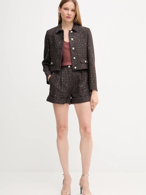 Gaudi szorty z wełną damskie kolor brązowy gładkie high waist 521FD25003