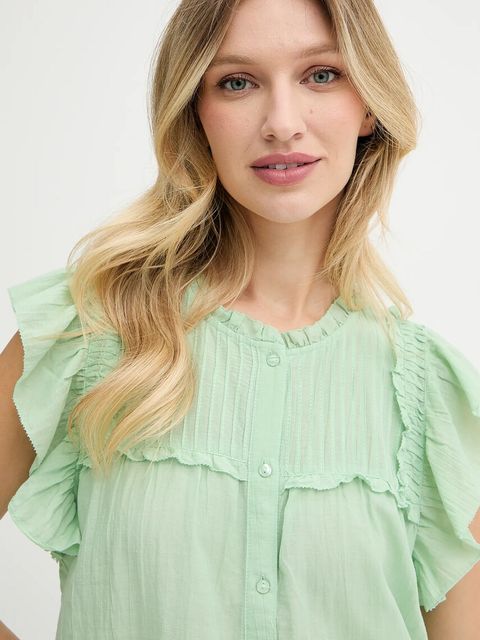 Pepe Jeans koszula damska kolor zielony regular z kołnierzykiem klasycznym PL305101