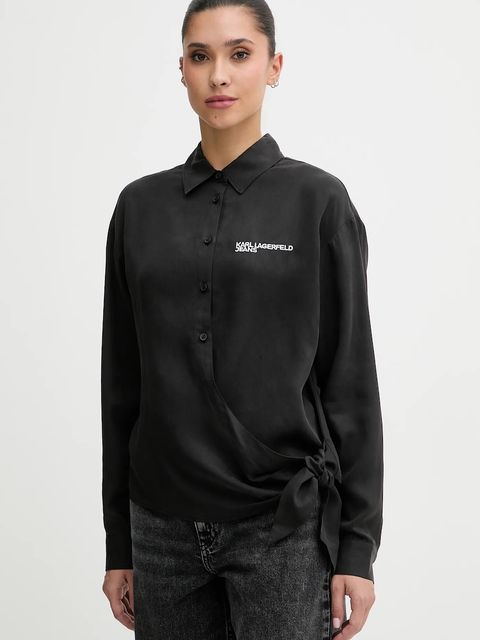 Karl Lagerfeld Jeans koszula damska kolor czarny relaxed z kołnierzykiem klasycznym B1W11026 - zdjęcie produktu nr 1