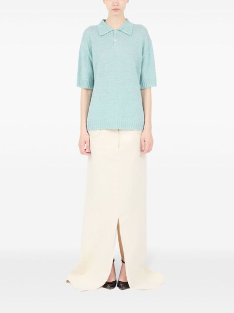 Maison Margiela short-sleeve hemp polo top - Blue - zdjęcie produktu nr 2