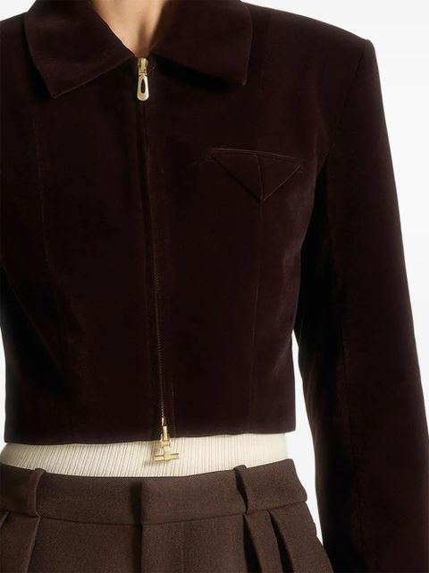 Manière De Voir Adina velvet zip jacket - Brown