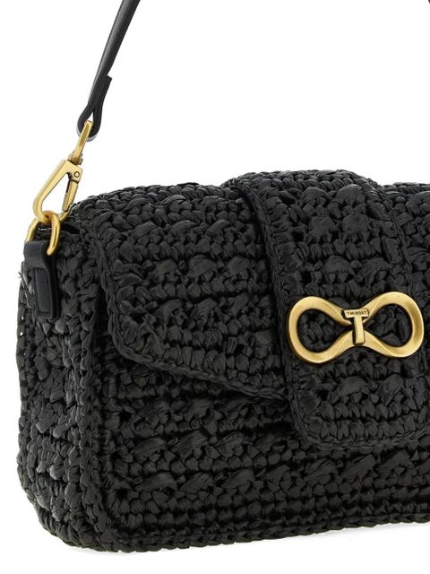 TWINSET woven logo-plaque shoulder bag - Black