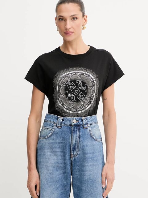 Guess t-shirt bawełniany 4G damski kolor czarny W5YI14 I3Z14 - zdjęcie produktu nr 1
