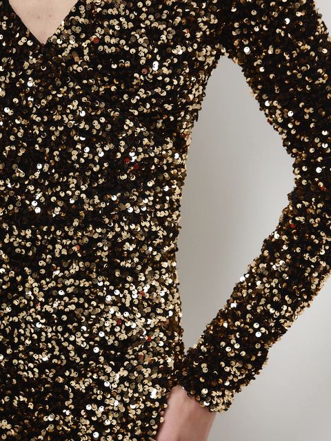 Medicine sukienka kolor złoty mini dopasowana