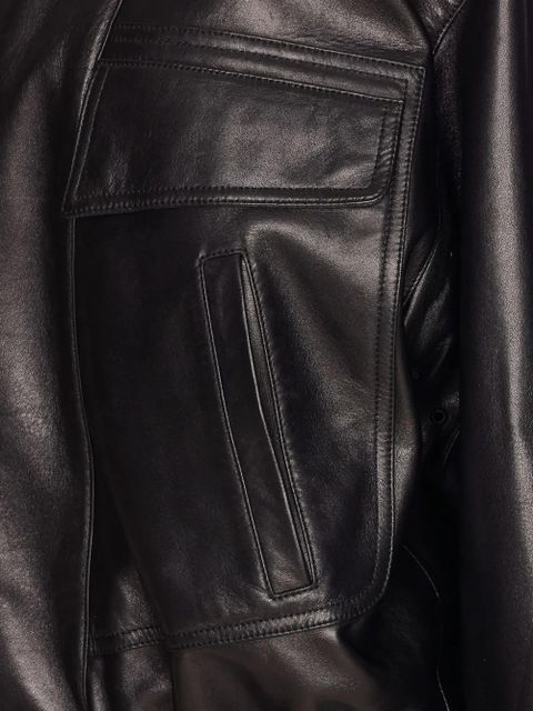 Saint Laurent high-neck pocket leather jacket - Black
