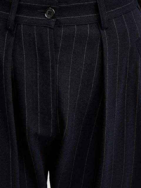 Pinko spodnie z dodatkiem wełny damskie kolor granatowy proste high waist 105707 A2QY