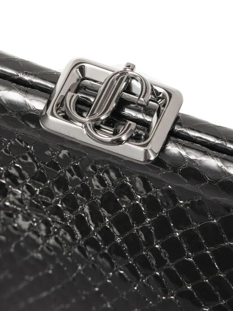 Jimmy Choo Skylar snake-printed leather clutch bag - Black