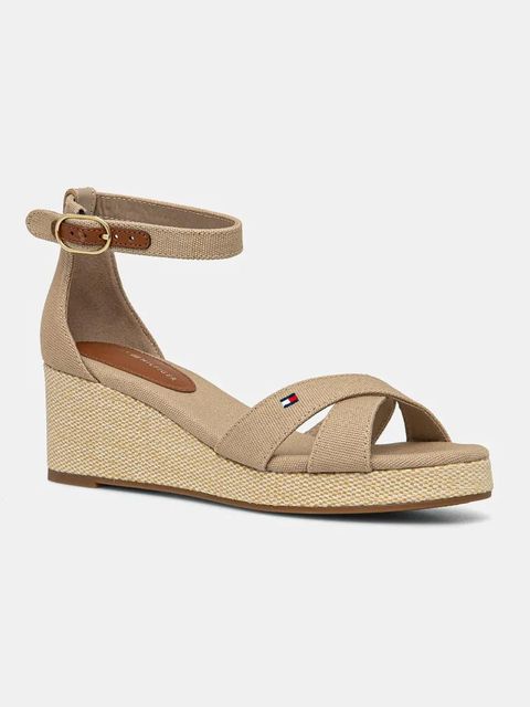 Tommy Hilfiger sandały FLAG CRISS-CROS MID WEDGE ESPAD kolor beżowy FW0FW08481 - zdjęcie produktu nr 1