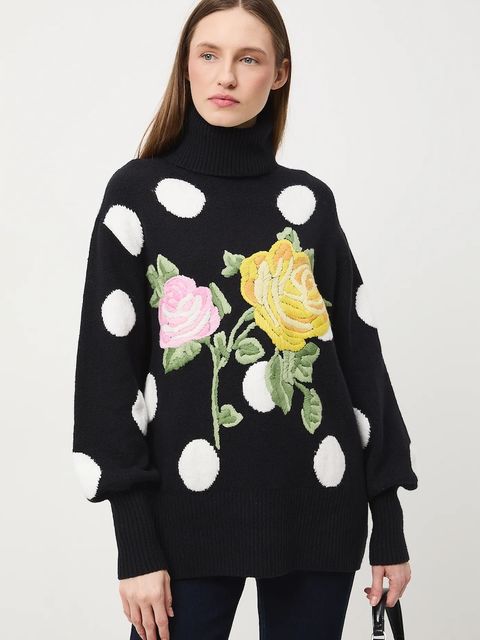 Medicine sweter z domieszką wełny damski kolor czarny z golfem - zdjęcie produktu nr 2