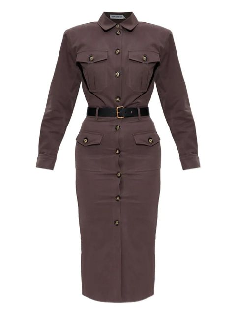 Self-Portrait buttoned-up belted dress - Brown - zdjęcie produktu nr 1