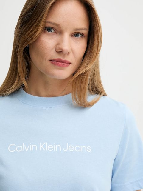 Calvin Klein Jeans t-shirt bawełniany damski kolor niebieski LV047C912G
