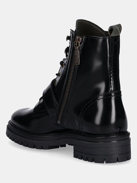 Barbour botki skórzane Ouseburne damskie kolor czarny na płaskim obcasie LFO0772BK71