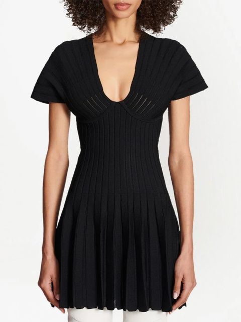 Balmain Pleated Mesh mini dress - Black