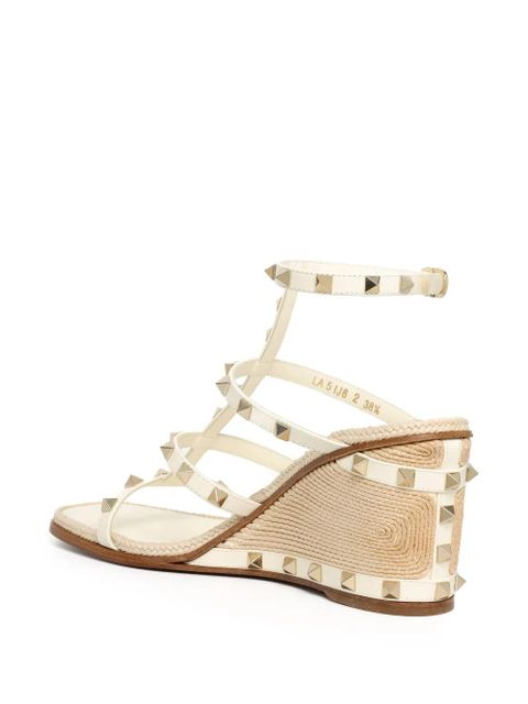 Valentino Garavani 80mm Rockstud wedge sandals - Neutrals