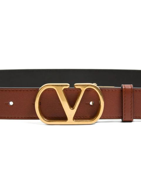 Valentino Garavani VLogo Signature reversible shiny calfskin belt - 30mm / 1.2 in. - Brown - zdjęcie produktu nr 2