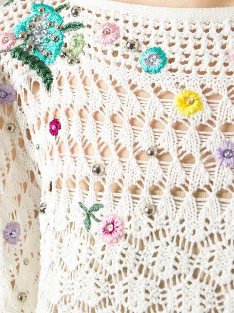 PUCCI embroidered crochet poncho - White