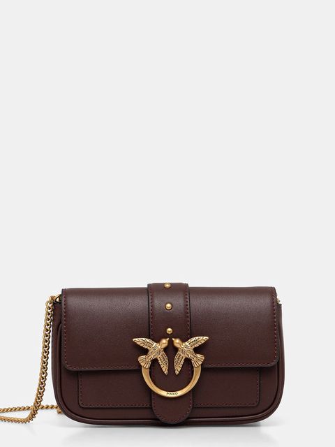 Pinko torebka skórzana kolor brązowy 100061 A0F1 - zdjęcie produktu nr 1