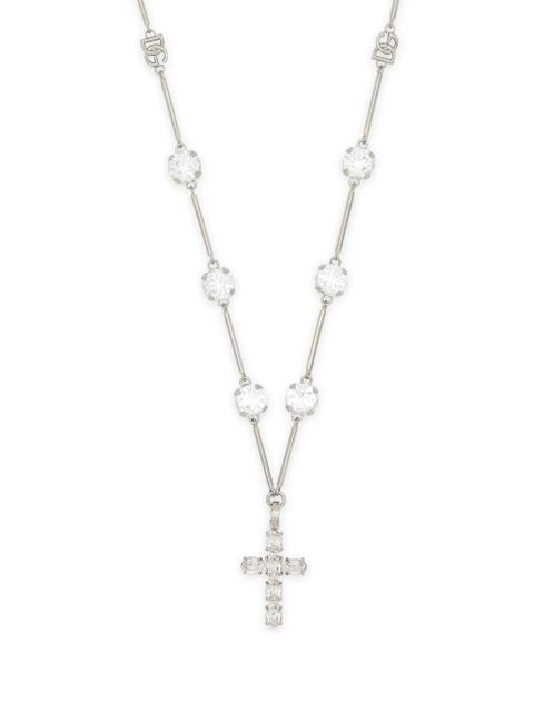 Dolce & Gabbana crystal-embellished cross-pendant necklace - Silver - zdjęcie produktu nr 1