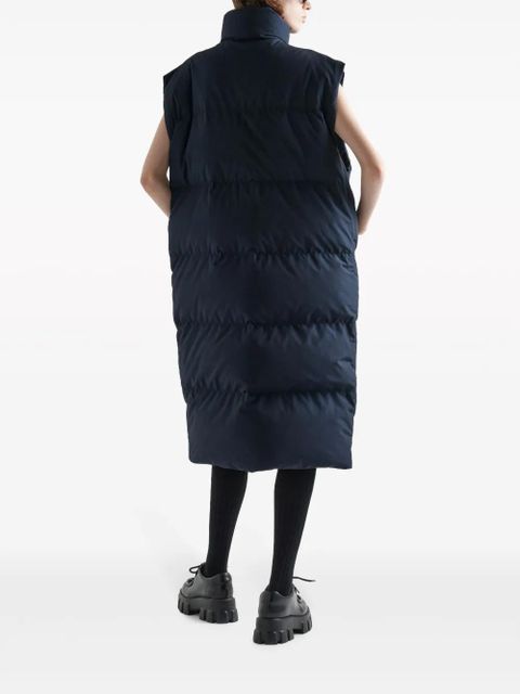 Prada triangle-logo padded long vest - Blue