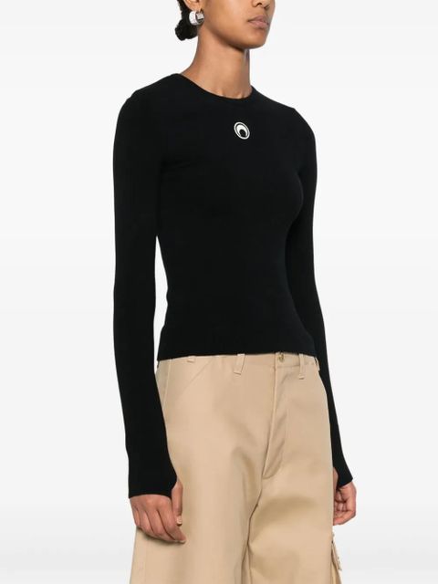 Marine Serre Crescent Moon-embroidered sweater - Black - zdjęcie produktu nr 2