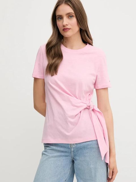 Tommy Hilfiger t-shirt bawełniany damski kolor różowy WW0WW44559 - zdjęcie produktu nr 1