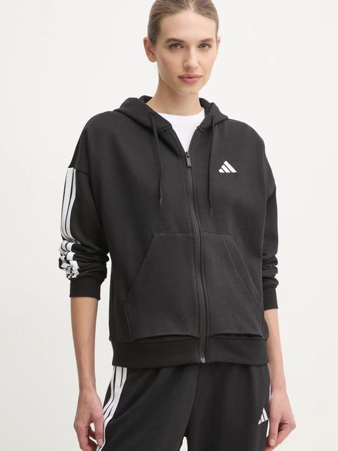 adidas bluza Essentials damska kolor czarny z kapturem z aplikacją JE1283 - zdjęcie produktu nr 1