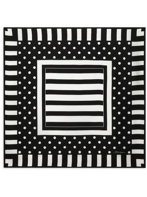 Dolce & Gabbana striped silk scarf - Black - zdjęcie produktu nr 1