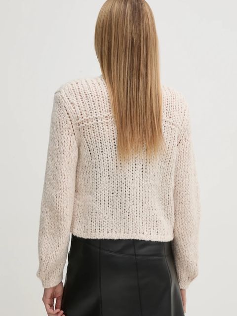 OUI kardigan z domieszką wełny kolor beżowy 90614