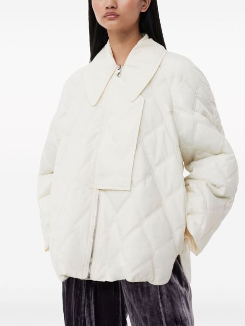 GANNI pointed-collar diamond quilting jacket - White