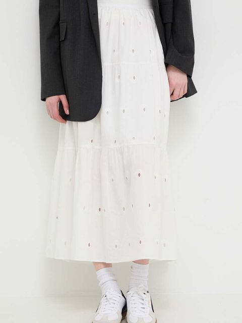 Desigual spódnica bawełniana VICENZA kolor biały maxi rozkloszowana 24SWFW05 - zdjęcie produktu nr 1