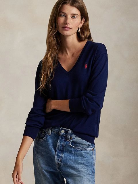 Polo Ralph Lauren sweter bawełniany damski kolor granatowy lekki 211972105 - zdjęcie produktu nr 1