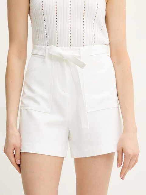 Guess szorty VALENTINA damskie kolor biały gładkie high waist W5GD0I WH9Y2 - zdjęcie produktu nr 1