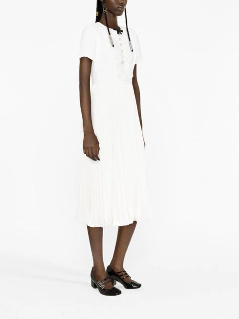 Self-Portrait lace-collar pleated midi dress - White