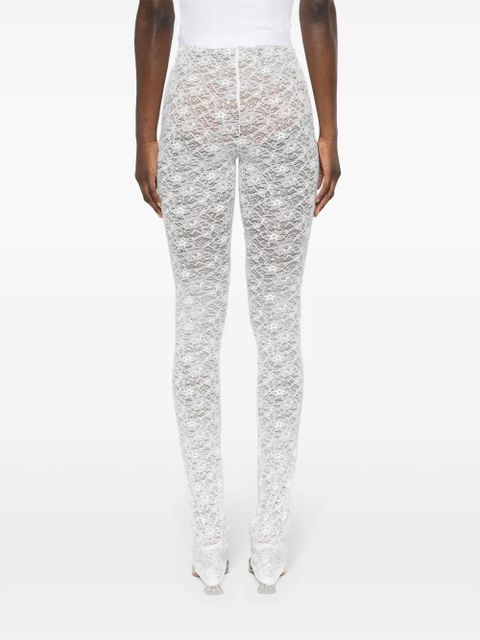 Alessandra Rich floral-lace semi-sheer leggings - White