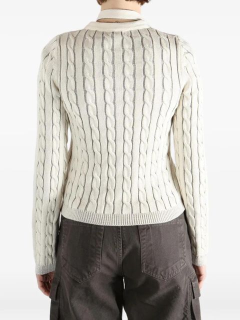 Diesel cable-knit zip cardigan - Neutrals