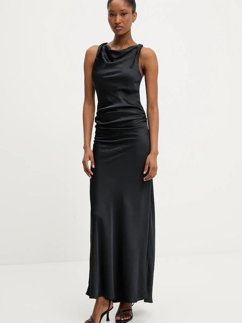 Answear.LAB sukienka kolor czarny maxi rozkloszowana