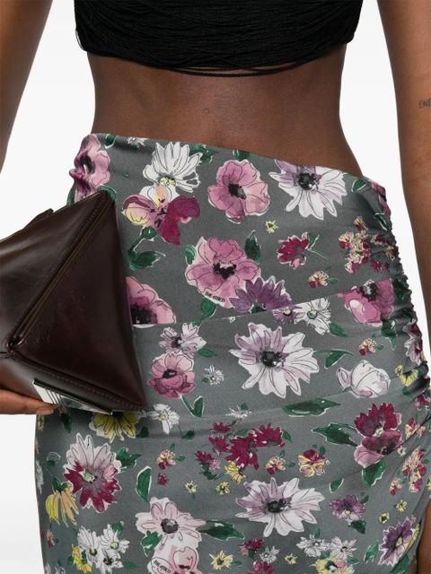 The Attico ruched patchwork midi skirt - Brown