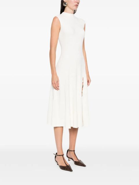 Maje Amour ribbed-knitted midi dress - White
