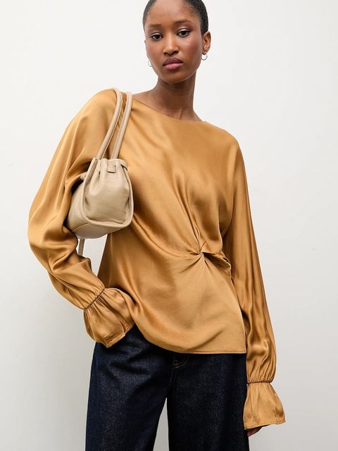 Answear.LAB bluzka damska kolor brązowy gładka