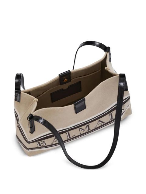 Balmain small Release canvas tote bag - Neutrals - zdjęcie produktu nr 2