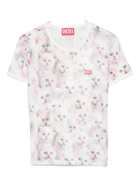 Diesel all-over cat-print short-sleeved T-shirt - White