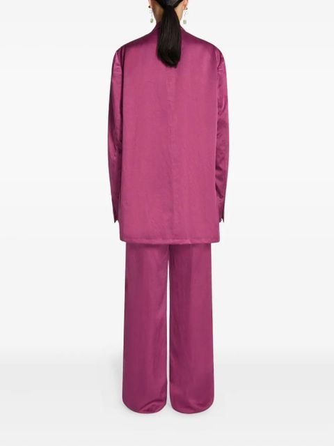 DRIES VAN NOTEN double-breasted satin blazer - Purple