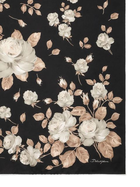 Dolce & Gabbana rose-print silk scarf - Black - zdjęcie produktu nr 2