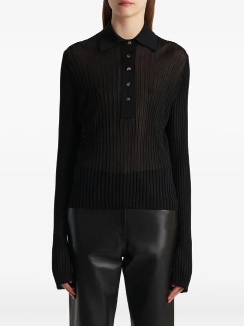 KHAITE long sleeve polo top - Black - zdjęcie produktu nr 2