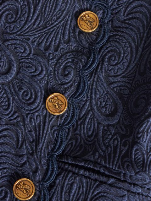 ETRO paisley-jacquard long waistcoat - Blue
