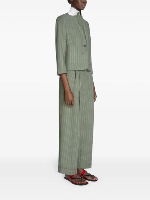 DRIES VAN NOTEN pleated pinstripe trousers - Green
