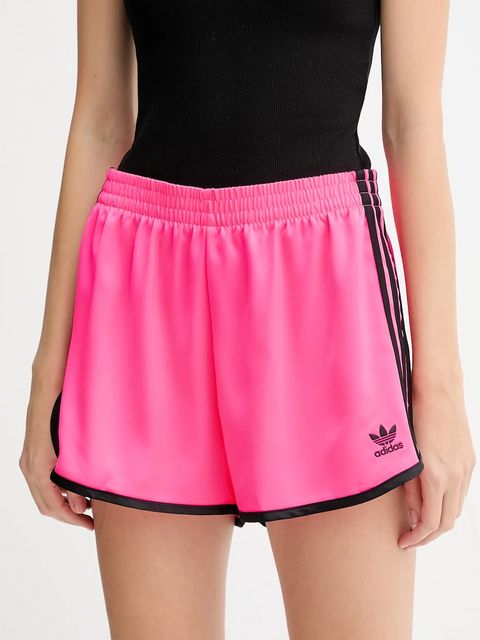 adidas Originals szorty 3s Sprinter damskie kolor różowy z aplikacją high waist JW5062 - zdjęcie produktu nr 1