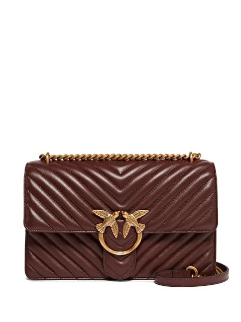 PINKO medium Love One chevron chain shoulder bag - Brown