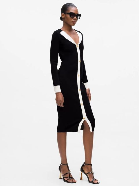 Karl Lagerfeld sukienka kolor czarny midi dopasowana A4W13025