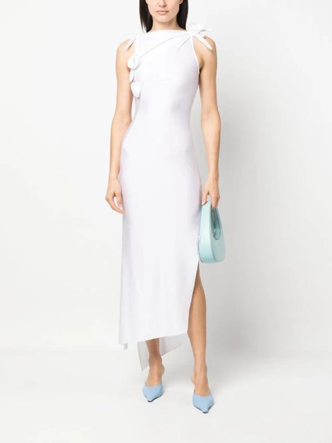 Coperni rose-appliqué asymmetric dress - White - zdjęcie produktu nr 2